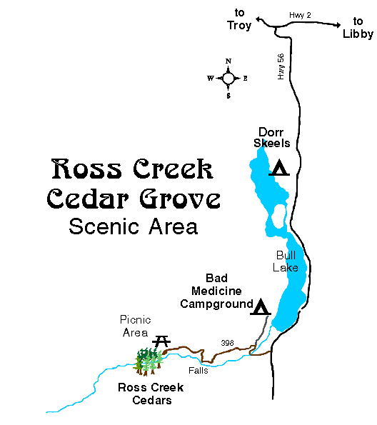 Map to Ross Creek Cedars