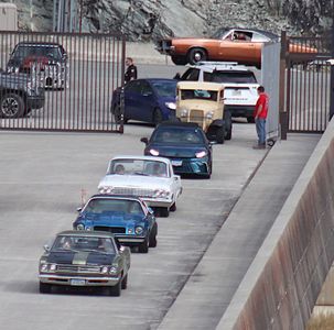 Ignite the Nites Poker Run crossing LIbby Dam