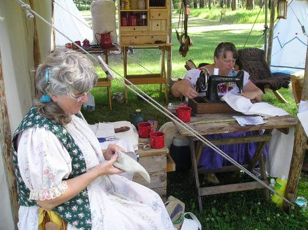 Old-fashioned sewing. Photo by LibbyMT.com.