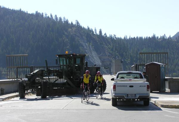 Crossing the Dam. Photo by Dawn Ballou, LibbyMT.com.