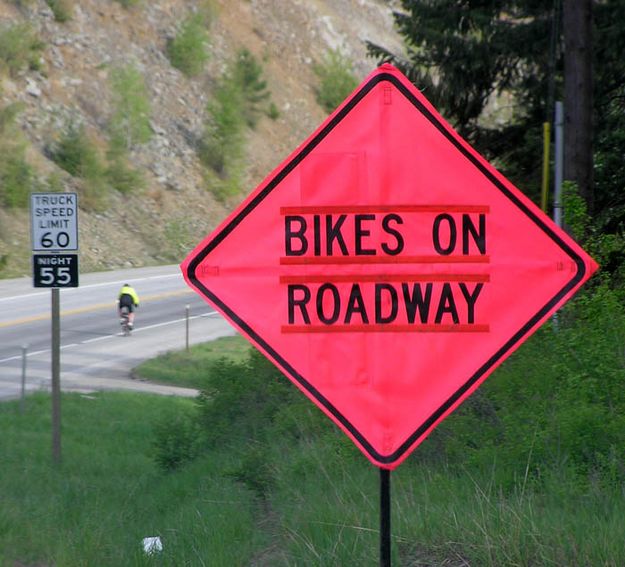 Bikes on Roadway. Photo by Dawn Ballou, LibbyMT.com.