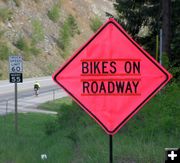 Bikes on Roadway. Photo by Dawn Ballou, LibbyMT.com.