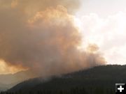 Parmenter Fire smoke. Photo by Duane Williams, KLCB 1230 AM Libby News Radio.