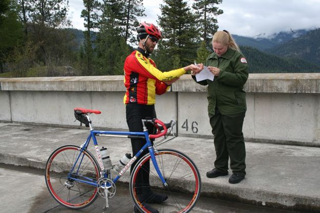 Another rider checked. Photo by LibbyMT.com.
