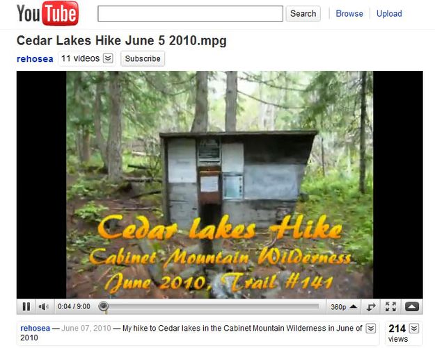 Cedar Lake on YouTube. Photo by Bob Hosea.