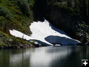 Snow by the lake. Photo by LibbyMT.com.