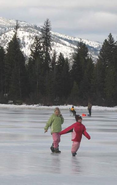 We can skate in our boots. Photo by LibbyMT.com.