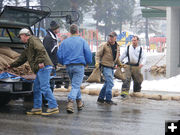 Sandbagging Asa Wood School. Photo by Kootenai Valley Record.