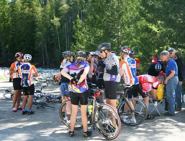 Gatorade and granola bars at Yaak Falls. Photo by LibbyMT.com.