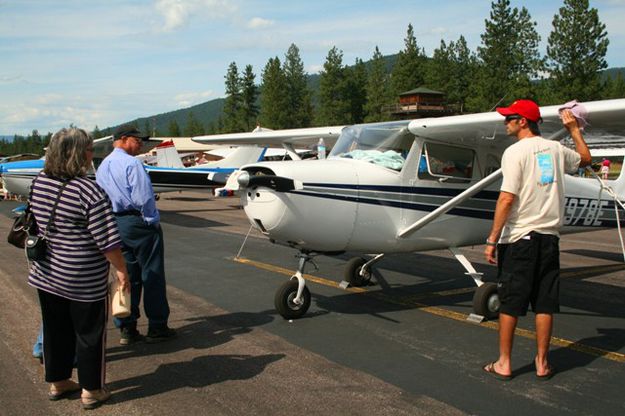 Polishing the plane. Photo by LibbyMT.com.