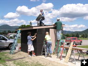 Building the shed. Photo by Dave Nelson.