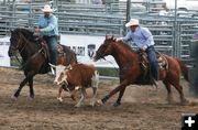 Steer wrestling Ross Mosher reride. Photo by LibbyMT.com.