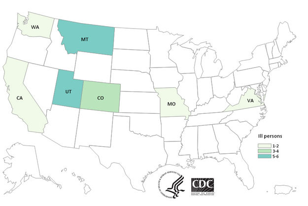 States reporting E. coli sickness. Photo by CDC.