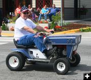 Royce Pemberton on his racing lawn mower. Photo by LibbyMT.com.