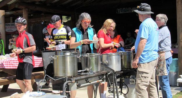 Picking out soup. Photo by LibbyMT.com.