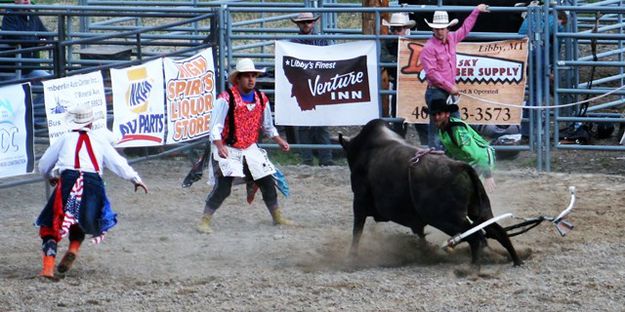 The bullfighters do their job. Photo by LibbyMT.com.
