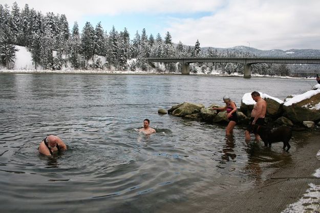New Year's Plunge 2017. Photo by Maggie Craig, LibbyMT.com.