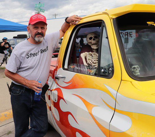 Rocke and friend in his 1985 Chevy C10. Photo by LibbyMT.com.