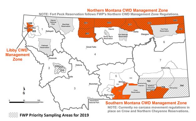 CWD Management Zones. Photo by Montana Fish, Wildlife & Parks.