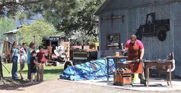 Drew with a forging demonstration. Photo by LibbyMT.com.