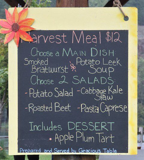 The harvest meal menu. Photo by LibbyMT.com.