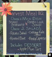 The harvest meal menu. Photo by LibbyMT.com.