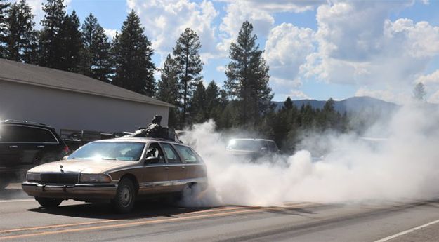 Burnouts on Highway 2. Photo by LibbyMT.com.