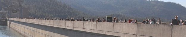 Heading over the dam. Photo by LibbyMT.com.