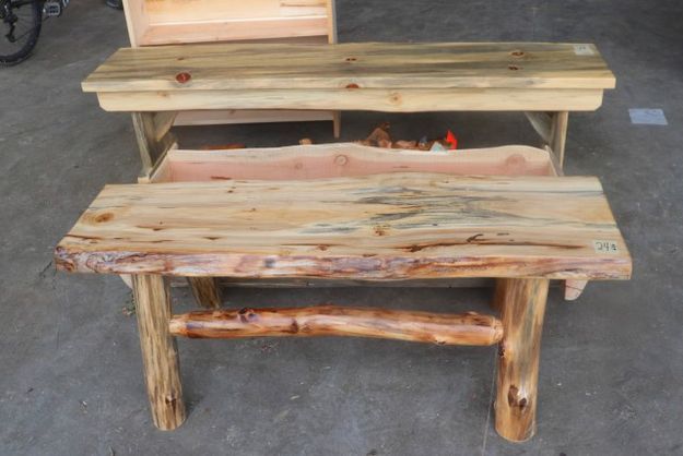 Rustic benches. Photo by LibbyMT.com.