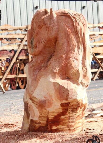 Emil Szkipala's carving taking shape. Photo by LibbyMT.com.