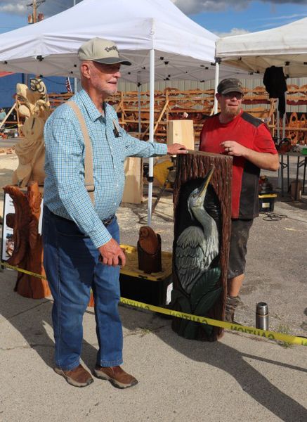 Carved heron for sale. Photo by LibbyMT.com.