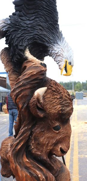 The eagle and bison. Photo by LibbyMT.com.