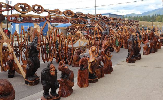 <center>Alex Pricob's carvings</center> <center>for sale</center>. Photo by LibbyMT.com.