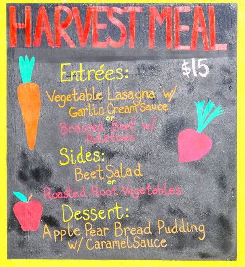 Harvest Meal menu. Photo by LibbyMT.com.