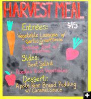 Harvest Meal menu. Photo by LibbyMT.com.