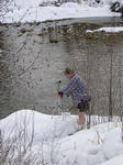 Documenting the plunge in Libby Creek in February, 2004