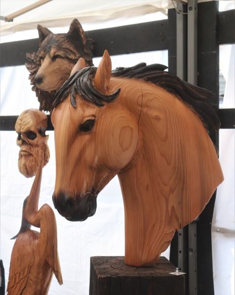 Jeff Samudosky carvings for sale. Photo by LibbyMT.com.