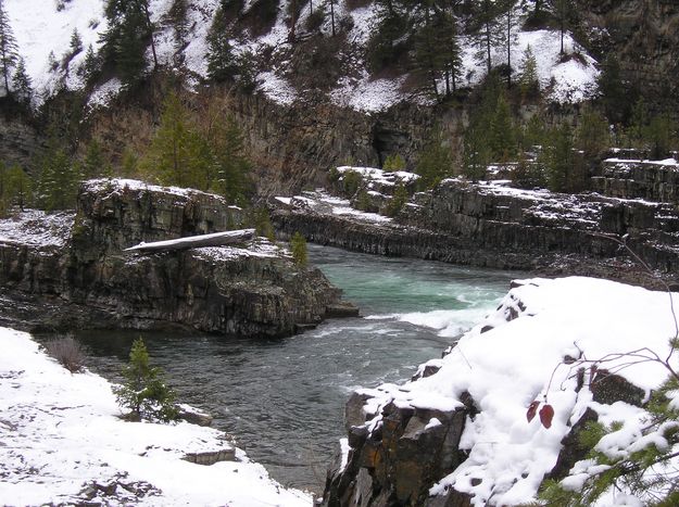 Kootenai Falls Snow. Photo by LibbyMT.com.