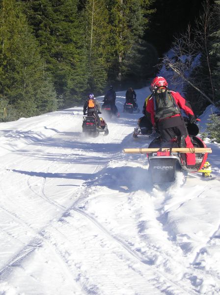 Snowmobile trail. Photo by LibbyMT.com.